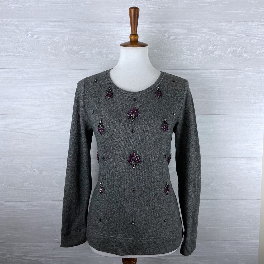 EUC Ann Taylor LOFT Embellished Sweatshirt - Picture 4 of 8